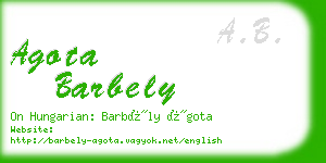 agota barbely business card